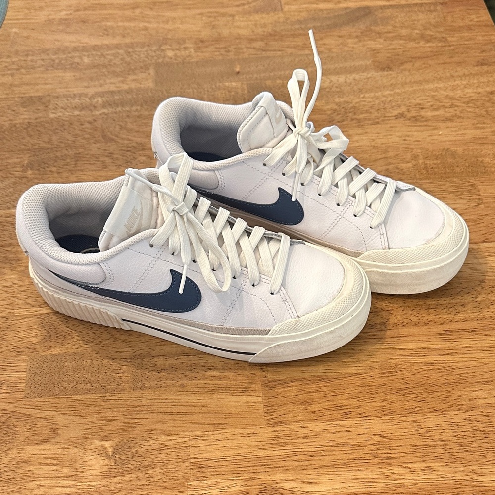 Nike Court Legacy Lift White and Navy Sneakers
